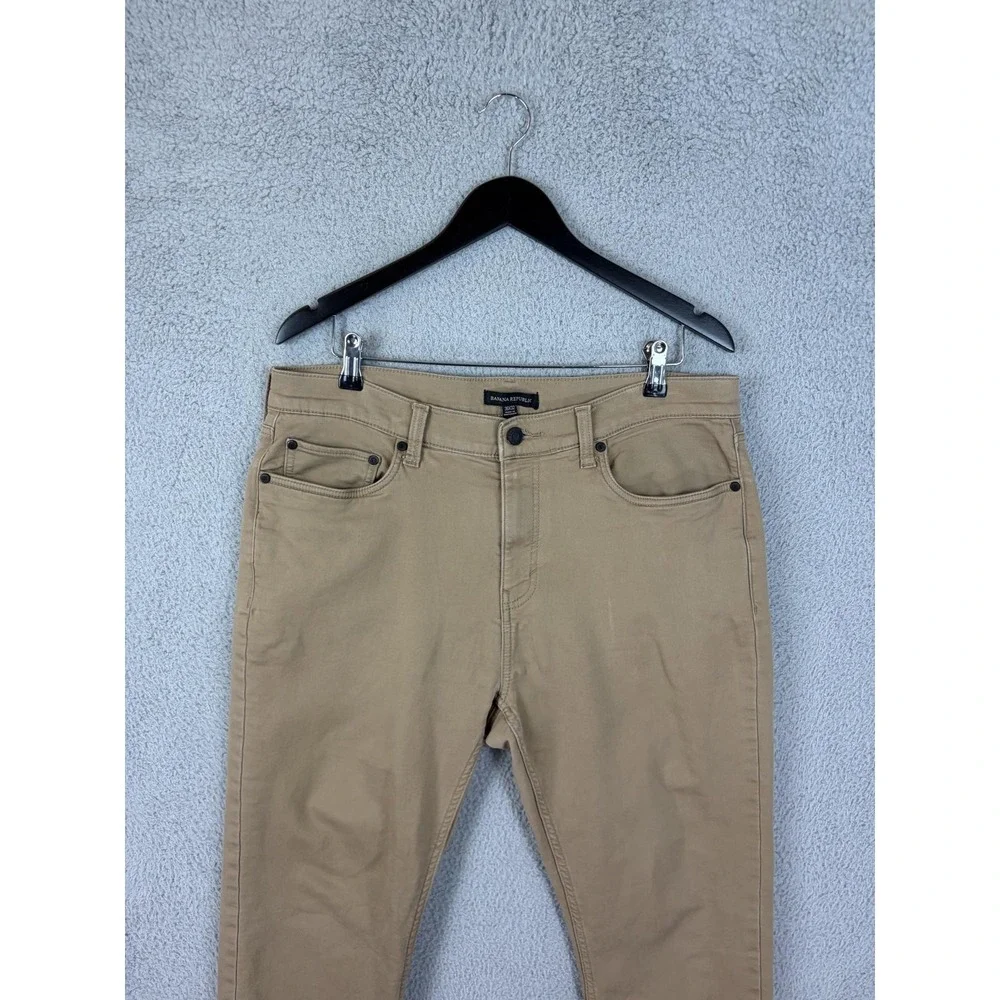 Banana Republic Jeans Mens 36x32 Beige Slim Tapered Stretch Denim Pants Mens